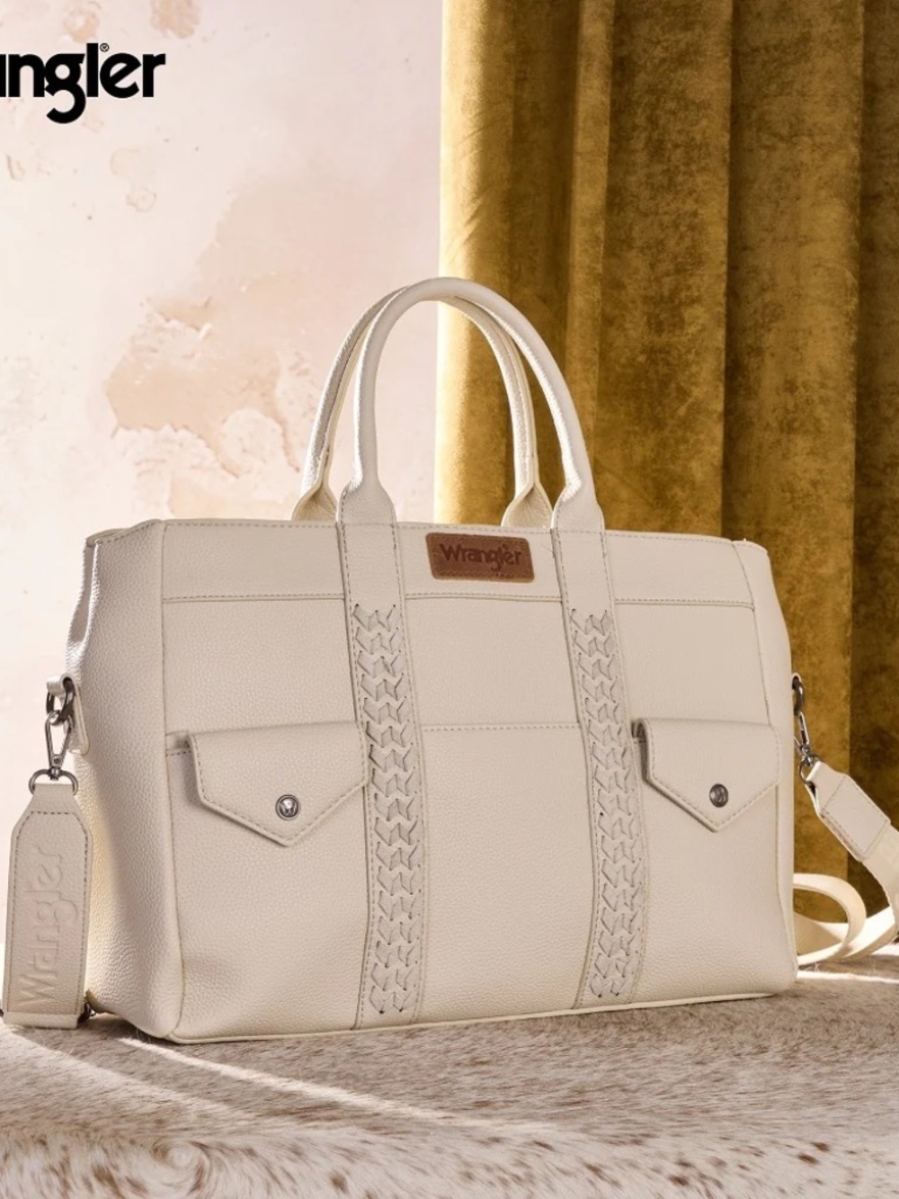 Wrangler Whipstitch Work Tote Bag/Crossbody Tan